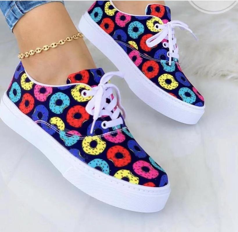 Fashion Graffiti Women Sneakers Trainers Shoes Coffee Jasper