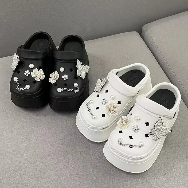 Butterfly Charm Platform Clogs