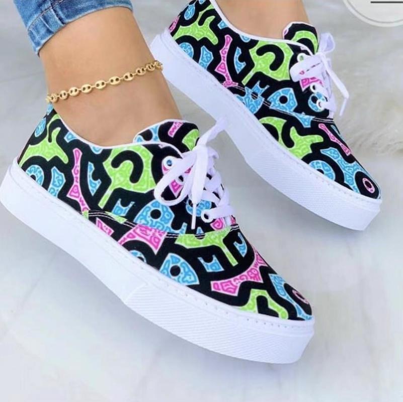 Fashion Graffiti Women Sneakers Trainers Shoes Coffee Jasper