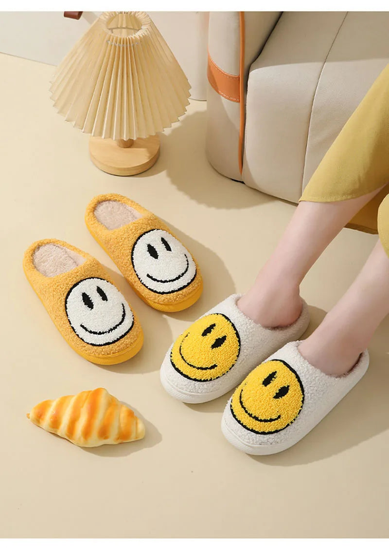 Smiley Face Plush Slippers