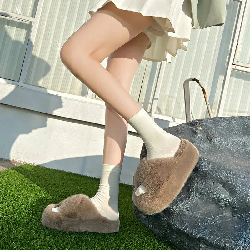 Chunky Platform Fur Slippers
