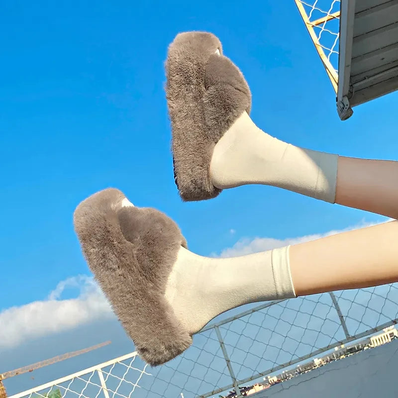 Chunky Platform Fur Slippers