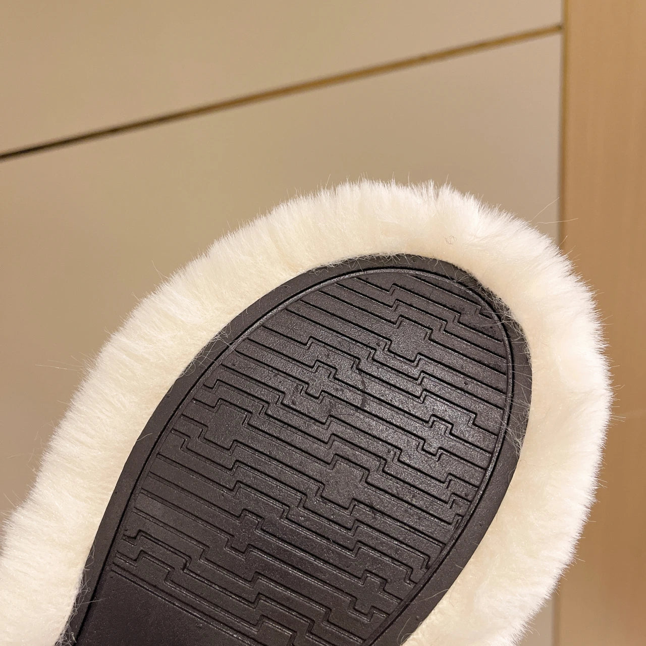 Fur Thick Sole Open Toe Slipper