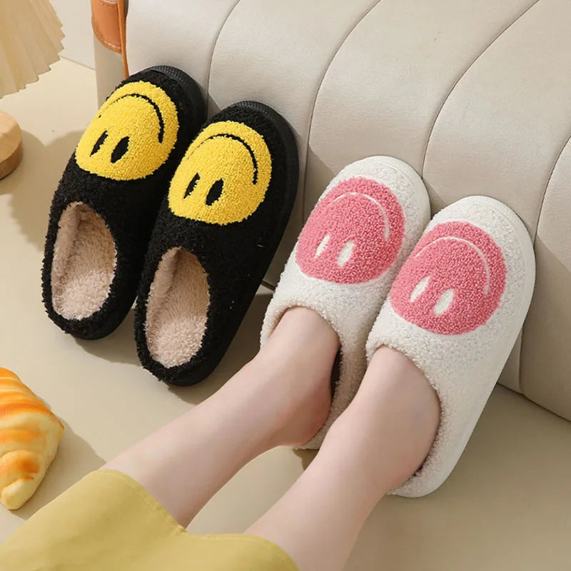 Smiley Face Plush Slippers