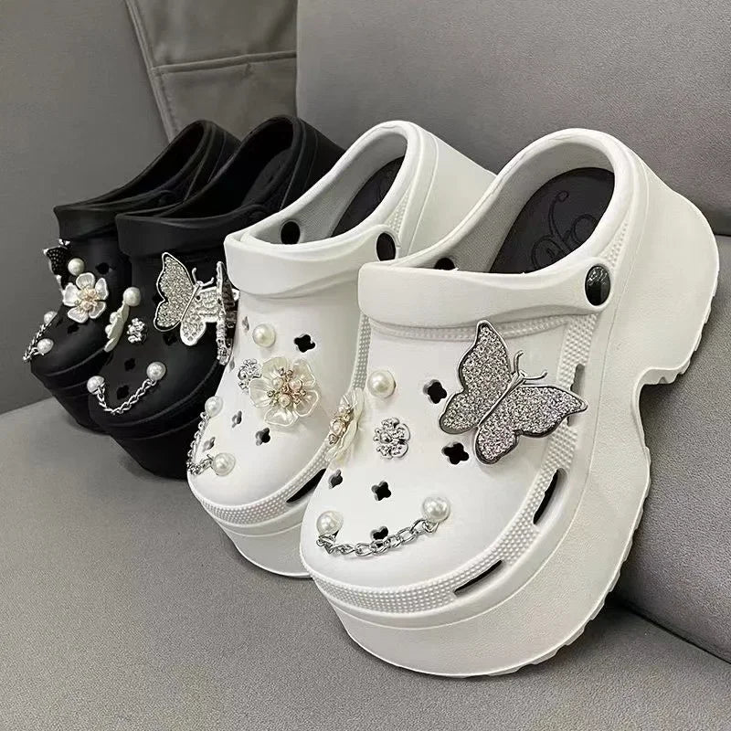 Butterfly Charm Platform Clogs