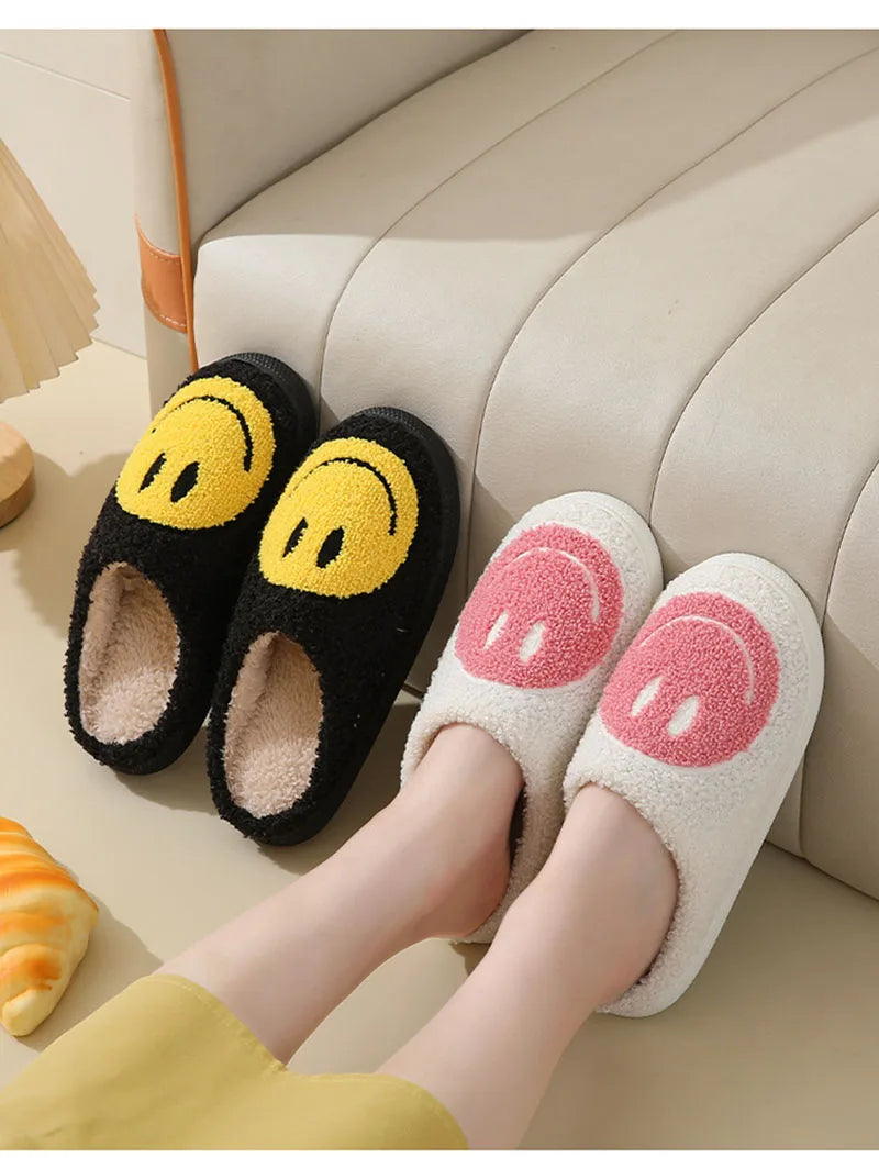 Smiley Face Plush Slippers
