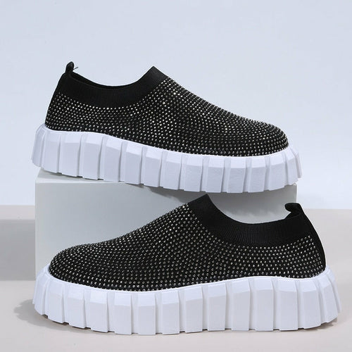 Bling Bling Mesh Platform Vulcanized Shoes Silver Juneberry
