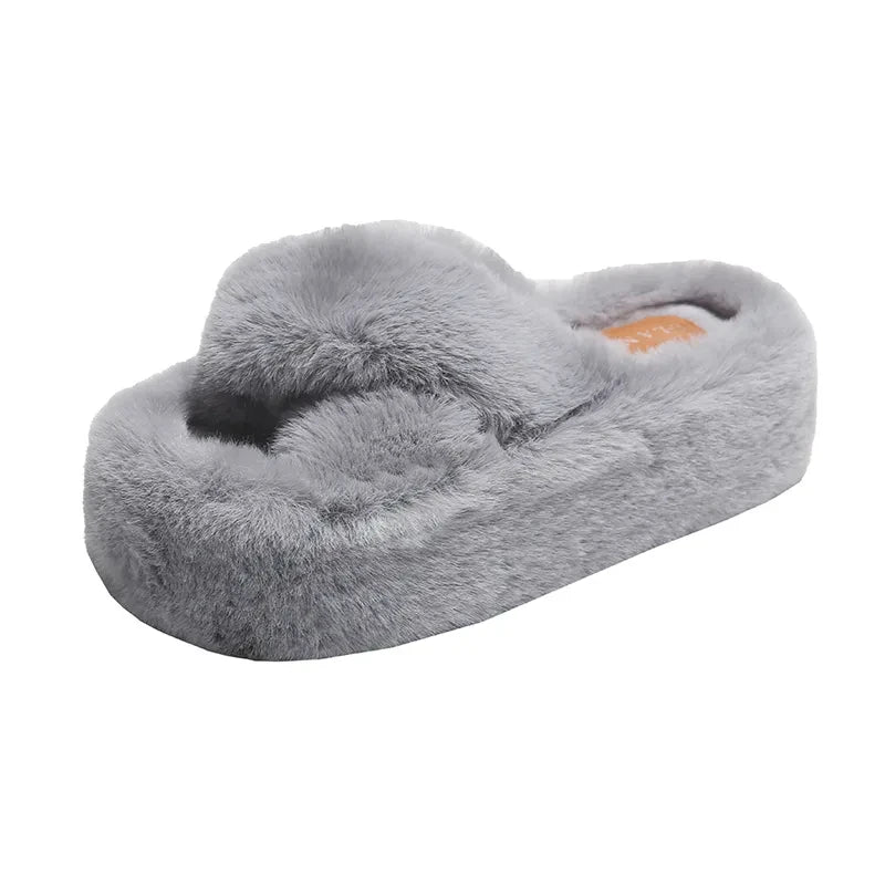 Chunky Platform Fur Slippers