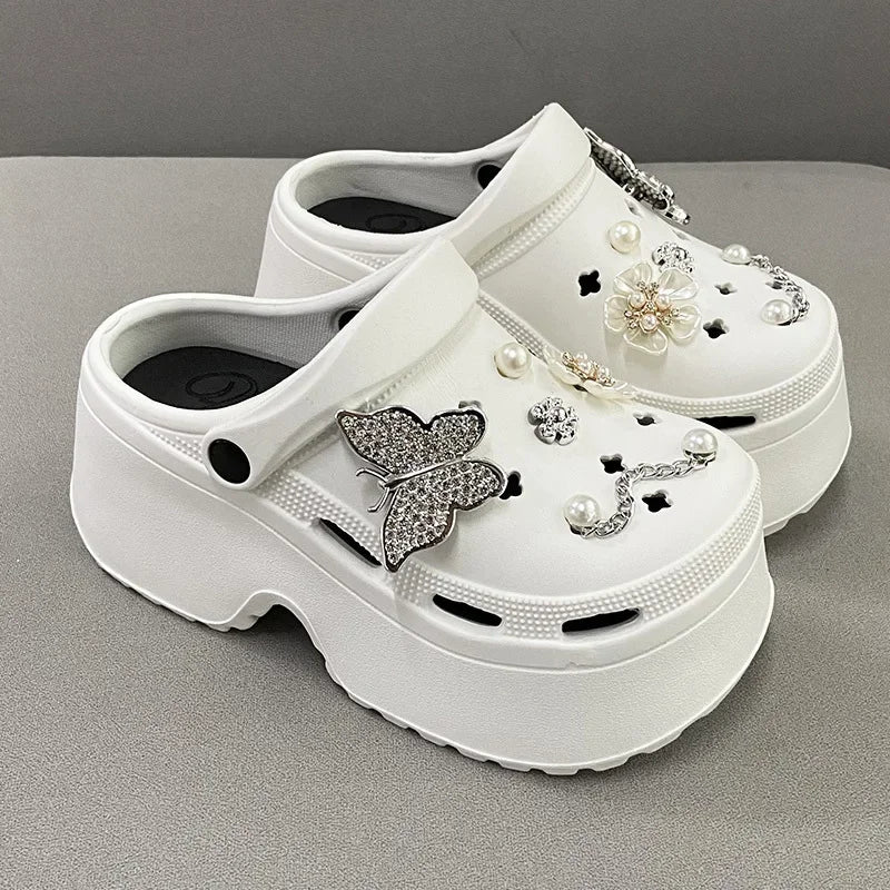Butterfly Charm Platform Clogs