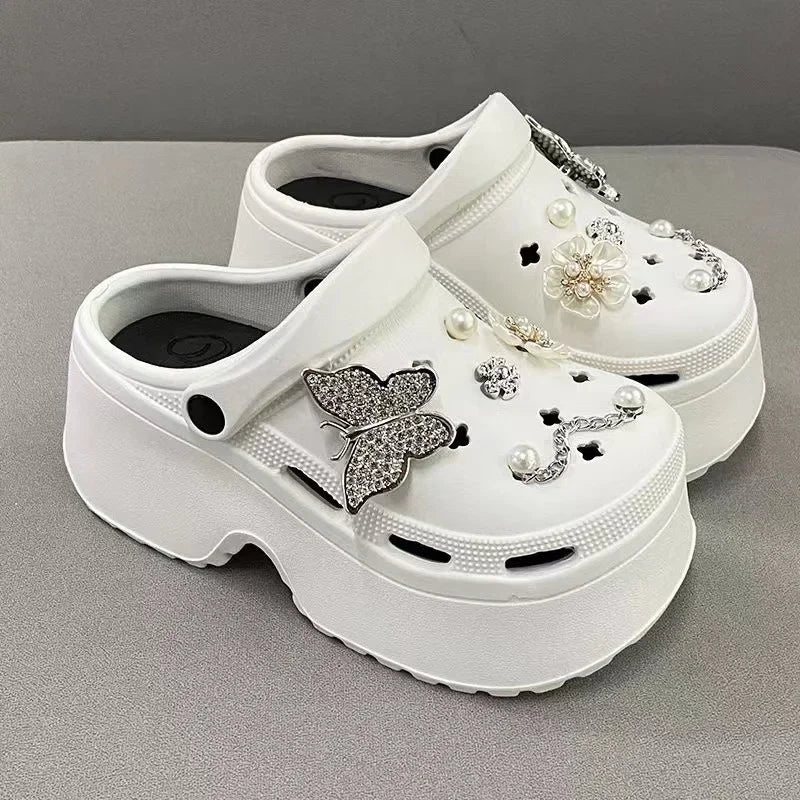 Butterfly Charm Platform Clogs