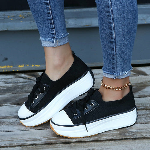 Summer Knitted Breathable Sneakers Women's Vulcanize Shoes Silver Juneberry