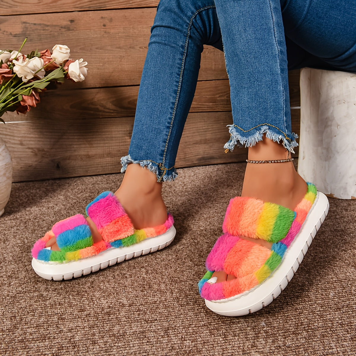 Fluffy Rainbow Cloud Slides