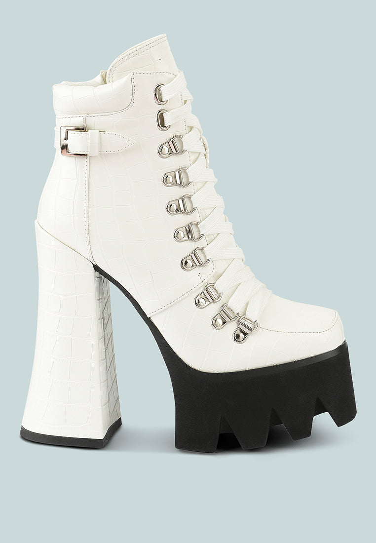 Boogie High Platform Lace Up Boots Ruby Smudge