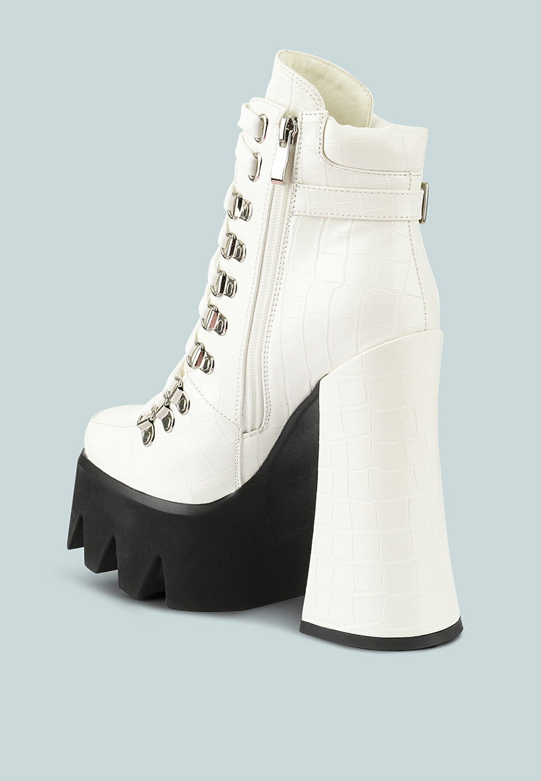 Boogie High Platform Lace Up Boots Ruby Smudge