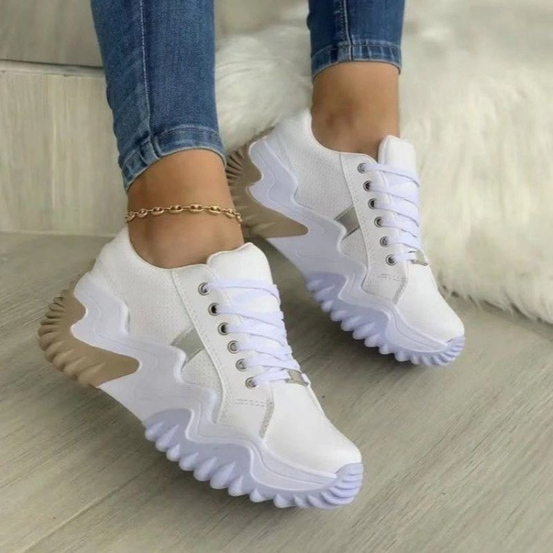 Breathable Vulcanized Women Shoes Casual Platform Sneakers Coffee Jasper
