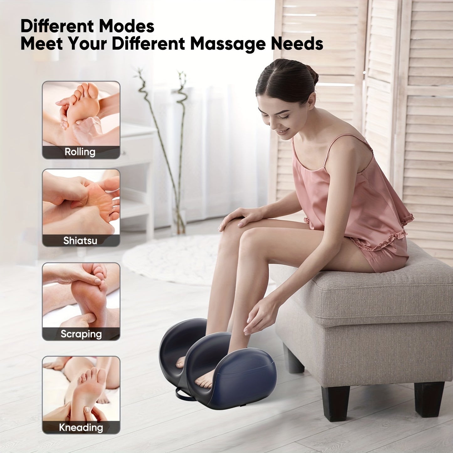 3D Shiatsu Foot Calf Massager With Deep Kneading And Heating Function