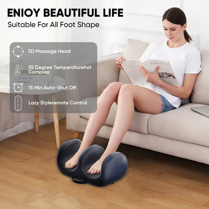 3D Shiatsu Foot Calf Massager With Deep Kneading And Heating Function