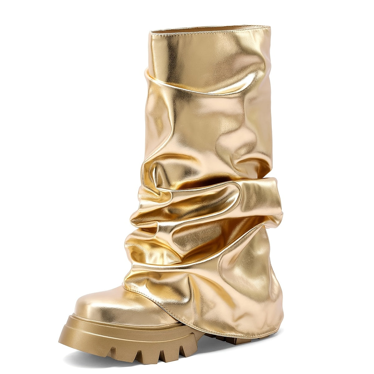 Metallic Slouchy Platform Boots