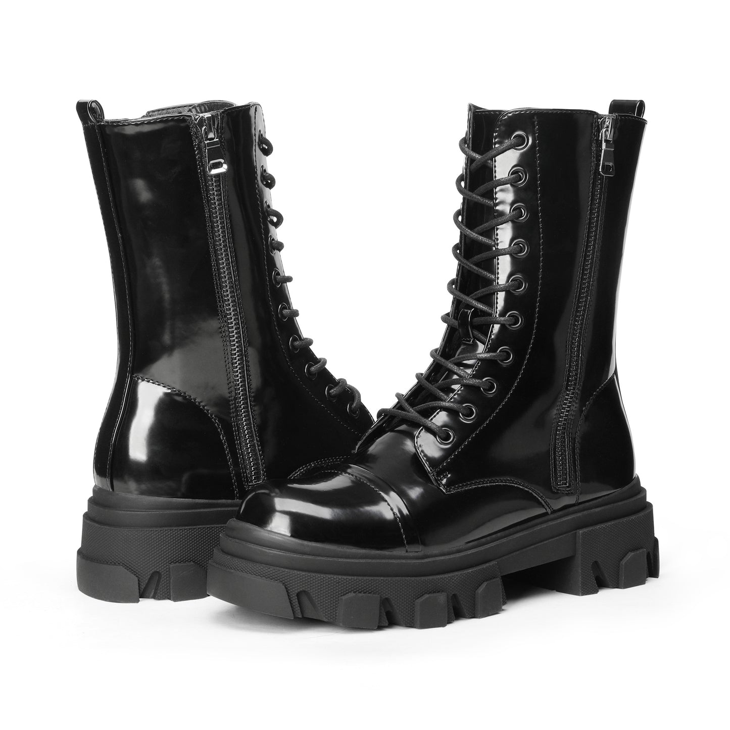 Glossy Combat Platform Boots