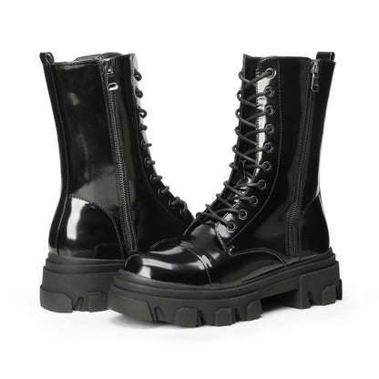 Glossy Combat Platform Boots