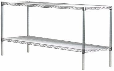 Omega Stainless Steel Shelves, 14" Deep x 42" Wide x 14" High 2 Tier Heavy Duty Wire Shelving Unit for Kitchen Garage Office Restaurant Warehouse 800-lb Per Shelf Weight Capacity