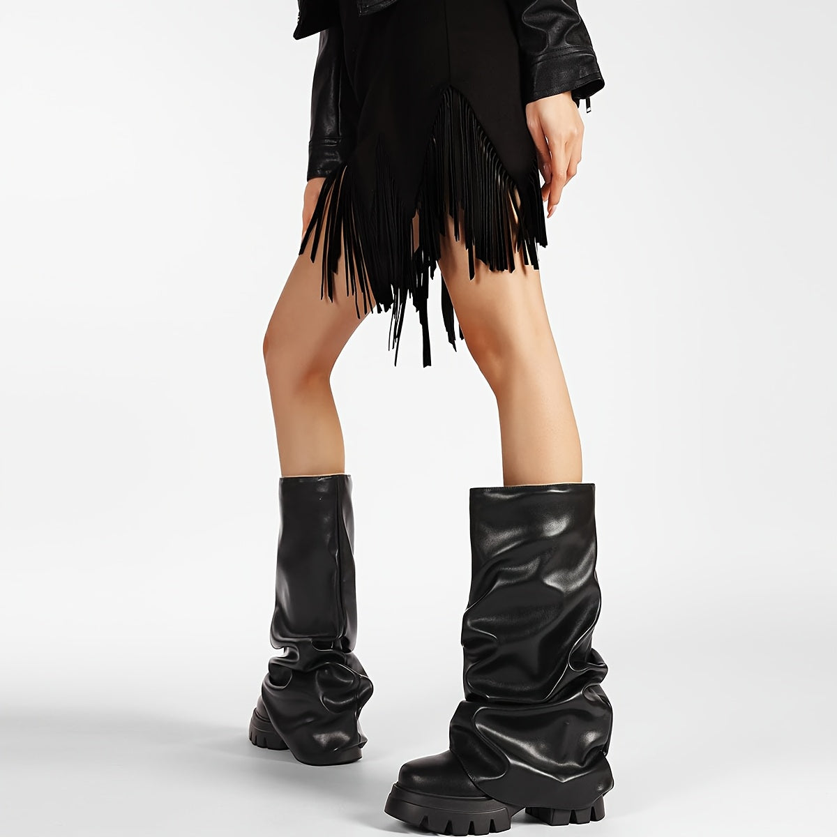 Metallic Slouchy Platform Boots