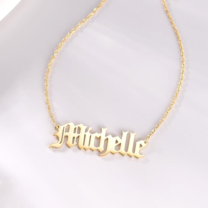 TinyName Custom Name Necklace Personalized 18K Gold Plated Nameplate Customized Jewelry Gift for Women TinyName