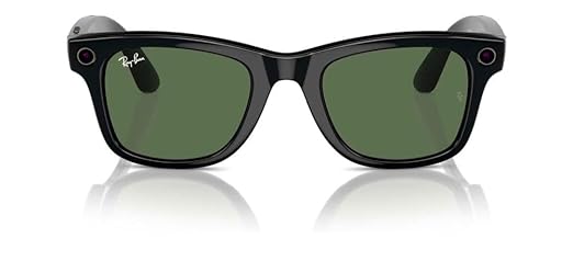 Ray-Ban Meta (Gen 1), Wayfarer, Shiny Black | Smart AI Glasses for Men, Women — 12 MP Ultra-Wide Camera, Open-Ear Speakers for Audio, Video Recording and Bluetooth — Green Lenses — Wearable Technology Meta
