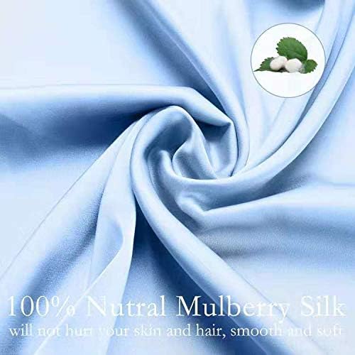 Silk Pillowcase for Hair and Skin 2 Pack 100% Mulberry Silk Bed Pillowcase Hypoallergenic Soft Breathable Both Sides Silk Pillow Case with Hidden Zipper, Pillow Cases (King, Blue) JOGJUE