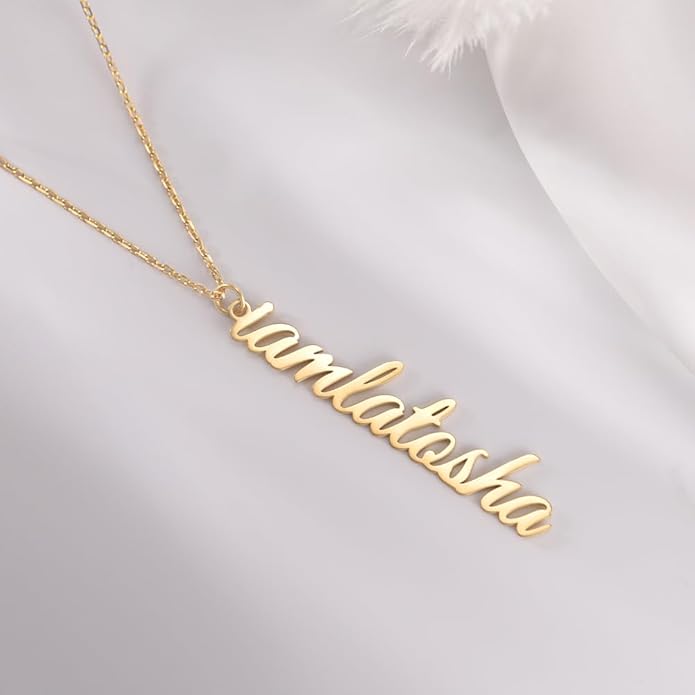 TinyName Custom Name Necklace Personalized 18K Gold Plated Nameplate Customized Jewelry Gift for Women TinyName