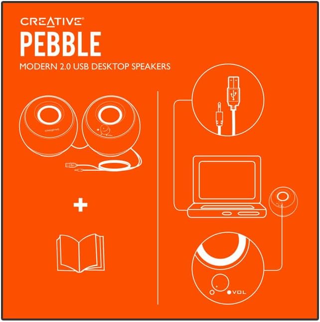 Creative Pebble 2.0 USB-Powered Desktop Speakers with Far-Field Drivers and Passive Radiators for PCs and Laptops (White) CreativeLabs