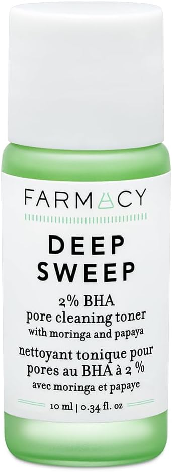 Farmacy 2% Salicylic Acid Toner for Face - Deep Sweep Gentle BHA Exfoliant for Oily Skin - Refines Texture with Papaya Enzymes & Moringa Water for a Healthy-Looking Complexion (10ml) Farmacy