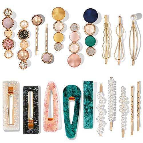Mehayi 20 PCS Macaron Pearl Acrylic Resin Fashion Hair Clips Set, Cute Hair Barrettes Bobby Pins, Boho Fancy Hairpin Accessories Headwear Styling Tools, Gifts for Women Girls Decorative Wedding Mehayi