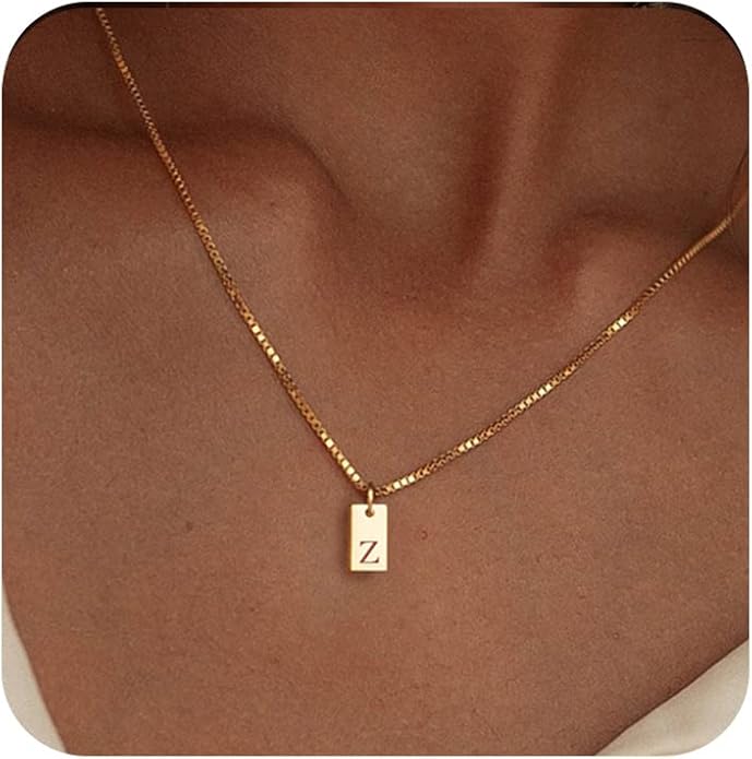 Stocking Stuffers Initial Necklaces for Women 14K Gold Plated Letter Necklace Dainty Name Pendant Necklace Personalized Christmas Gifts for Women Trendy Gold Jewelry FissenJewelry