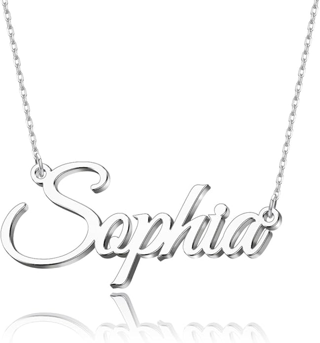 Name Necklace Personalized, Custom Made Nameplate Necklace Dainty Sterling Silver Gift for Mother Girlfriend MeMoShe