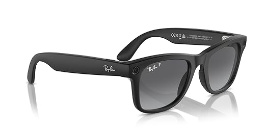 Ray-Ban Meta (Gen 1), Wayfarer, Large Matte Black | Smart AI Glasses for Men, Women - 12 MP Camera, Open-Ear Speakers, Video, Bluetooth — Polarized Gradient Graphite Lenses - Wearable Technology Meta