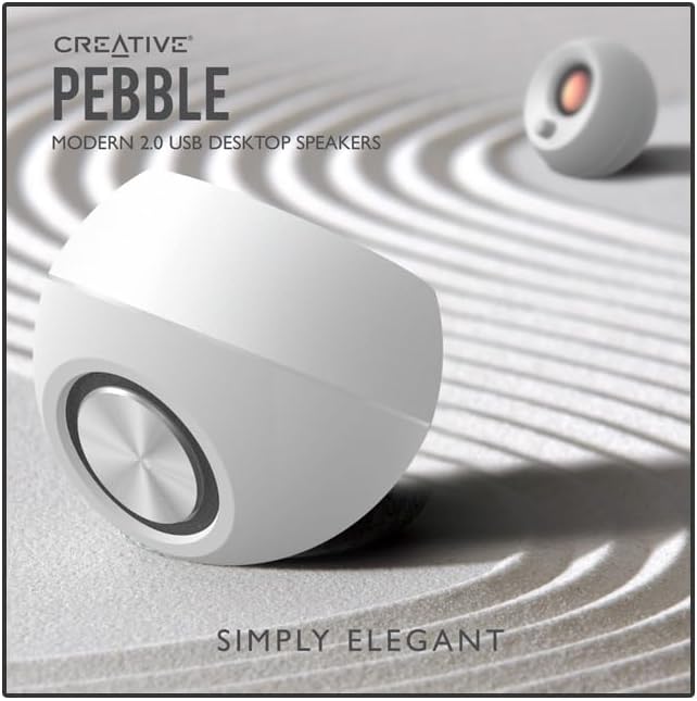 Creative Pebble 2.0 USB-Powered Desktop Speakers with Far-Field Drivers and Passive Radiators for PCs and Laptops (White) CreativeLabs