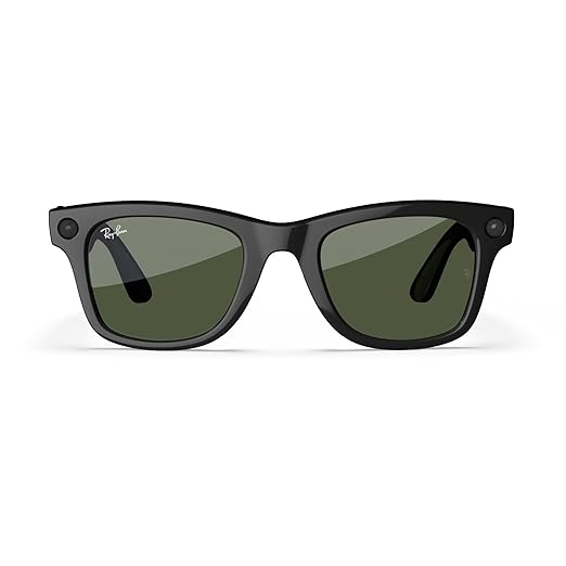 Ray-Ban Meta (Gen 1), Wayfarer, Large Shiny Black | Smart AI Glasses for Men, Women—12 MP Ultra-Wide Camera,Open-Ear Speakers for Audio, Video Recording and Bluetooth—Green Lenses—Wearable Technology Meta