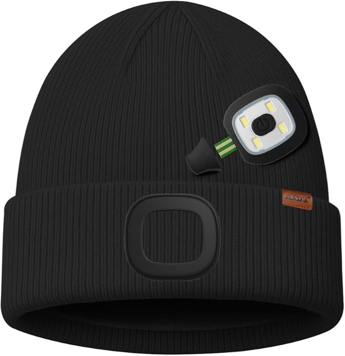 ATNKE Kids LED Lighted Beanie Cap,USB Rechargeable 4 LED Running Headlamp Lined Fleece Hat Light Gift for Boys and Girls ATNKE