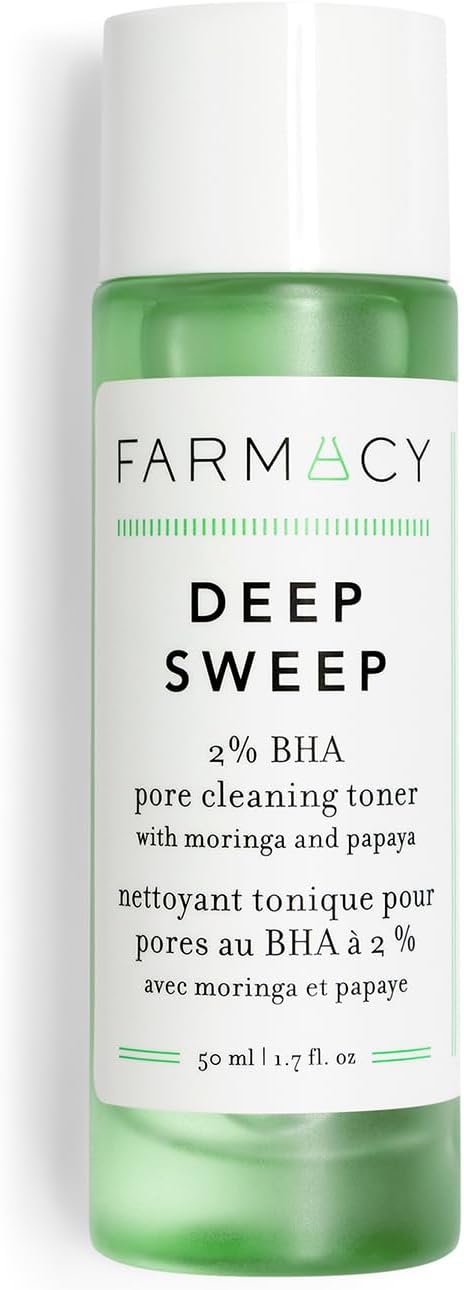 Farmacy 2% Salicylic Acid Toner for Face - Deep Sweep Gentle BHA Exfoliant for Oily Skin - Refines Texture with Papaya Enzymes & Moringa Water for a Healthy-Looking Complexion (50ml) Farmacy