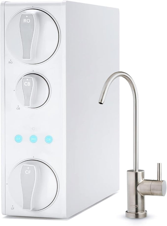 iSpring RO500-BN, NSF Certified Tankless RO Reverse Osmosis Water Filtration System, 500 GPD Fast Flow, Brushed Nickel Faucet, 2:1 Pure to Drain Ratio, White iSpring