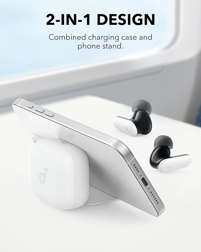 Soundcore P30i by Anker Noise Cancelling Earbuds, Strong and Smart Noise Cancelling, Powerful Bass, 45H Playtime, 2-in-1 Case and Phone Stand, IP54, Wireless Earbuds, Bluetooth 5.4 (White) soundcore