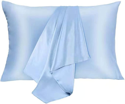 Silk Pillowcase for Hair and Skin 2 Pack 100% Mulberry Silk Bed Pillowcase Hypoallergenic Soft Breathable Both Sides Silk Pillow Case with Hidden Zipper, Pillow Cases (King, Blue) JOGJUE