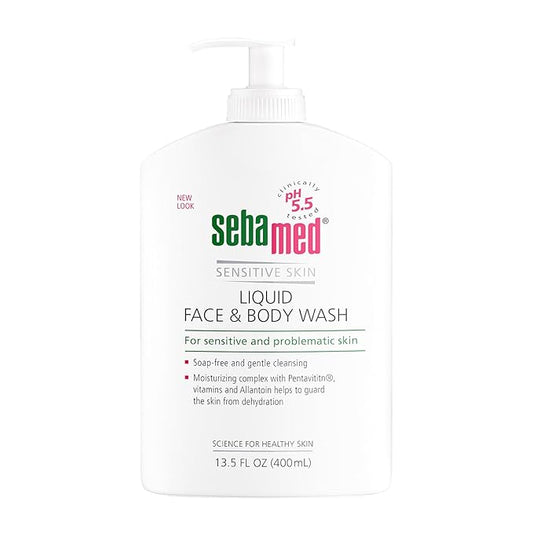 SEBAMED Paraben-Free Liquid Face and Body Wash with Pump pH 5.5 Dermatologist Recommended Mild Hydrating Cleanser for Sensitive Skin 13.5 Fluid Ounces (400 Milliliters)