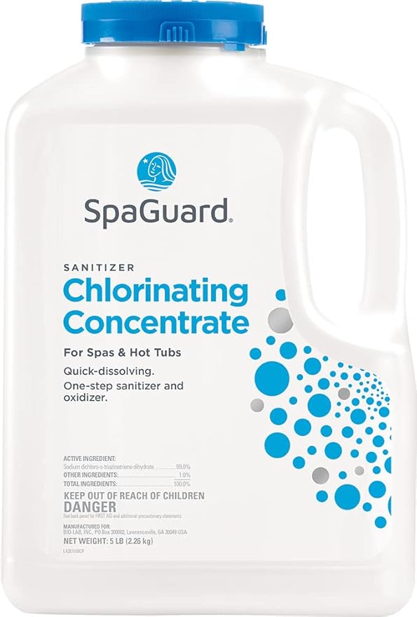 SpaGuard Spa Chlorinating Concentrate, 5 lb, Single, Advanced Spa Water Treatment for Hot Tubs and Spas, Quick Dissolving Oxidizer SpaGuard