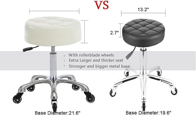 Salon Stylist Stool, Adjustable Height 24-30 inches Swivel Seat, Ivory, AM-ST108-B FRNIAMC