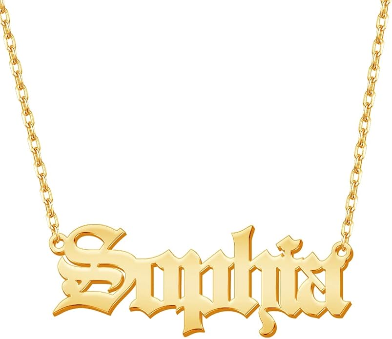 TinyName Custom Name Necklace Personalized 18K Gold Plated Nameplate Customized Jewelry Gift for Women TinyName