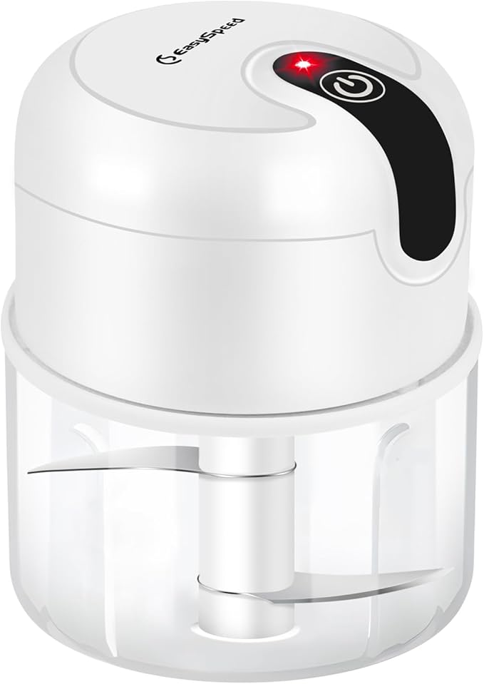 EASYSPEED Electric Garlic Chopper 1Cup, Mini USB Charging Wireless Food Processor with 304 Stainless Steel, 2 Sharp Blades, Portable Kitchen Meat Grinder for Onion, Garlic, Ginger, Chili EASYSPEEDSL