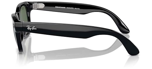 Ray-Ban Meta (Gen 1), Wayfarer, Shiny Black | Smart AI Glasses for Men, Women — 12 MP Ultra-Wide Camera, Open-Ear Speakers for Audio, Video Recording and Bluetooth — Green Lenses — Wearable Technology Meta