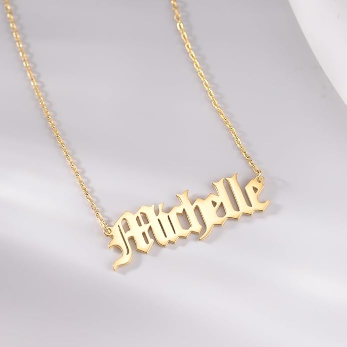 TinyName Custom Name Necklace Personalized 18K Gold Plated Nameplate Customized Jewelry Gift for Women TinyName